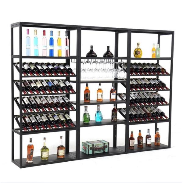 Quality Black Elegant Wooden Wine Display Stand With Spray Painting Surface Treatment wholesale