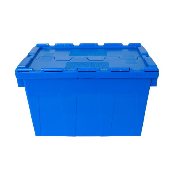 Quality Customized Logo Plastic Stackable Moving Crate with Attached Lid wholesale