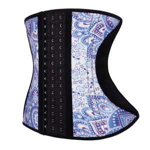 Blue Floral Print 3 Rows Of Hook Waist Trainer Lower Belly Pooch Winter Use