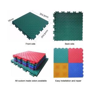 25cm Length Outdoor Sports Interlocking Tiles Elasticity PP Floating Floor