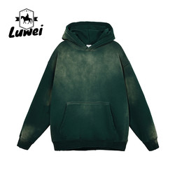 Retro Pull Over Hoodie Gym Blank Oversize Unisex Washed Cotton Sweatshirt