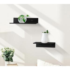 Cheap Black Floating Shelves Bathroom Shelves Bracket Wall Mounted, 16&quot; Small Metal Display Shelves Bracket for sale