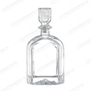 Beverage Heavy Base Glass Bottle With Wood Cork For Vodka Gin Coffee Sauce Juice
