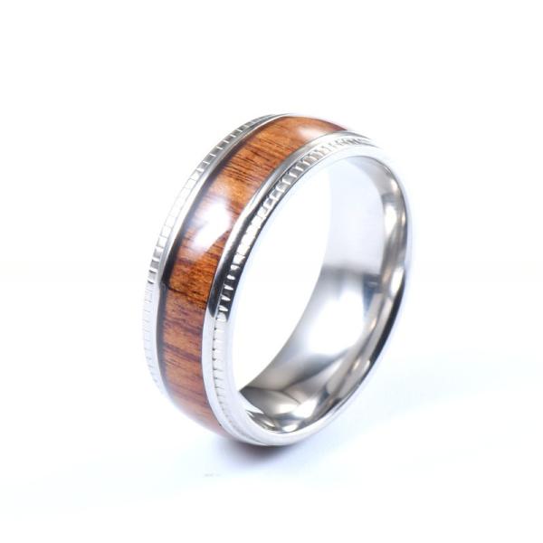 Quality 8mm Men'S Wedding Titanium Bands With Koa Wood Inlay Plating Color wholesale