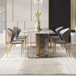 Minimalist Slate Marble Top Rectangular Dining Table Custom High End Modern