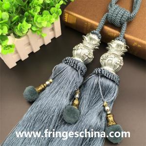 Fashion custom long tassel fringe trimming for curtain attractive tieback hanging ball