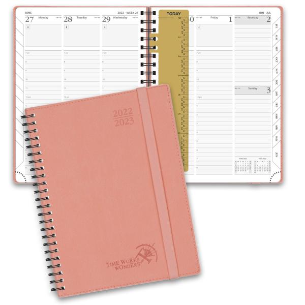 Quality Weekly Planner 2023-2023 Pink Academic Planner With Hourly Timetable And Plastic Ruler wholesale