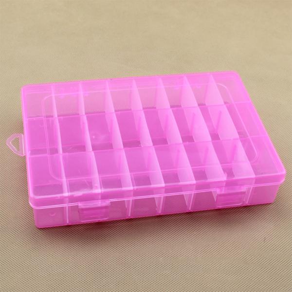 Quality Organize with Ease Pink 24 Grid Plastic Organizer Box Removable Divider Storage Case 19x13x3.6cm wholesale