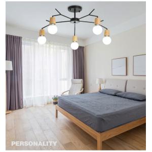 Wood Chandeliers Home Lighting Fixtures Black Rustic Ceiling Lamp(WH-WA-25)