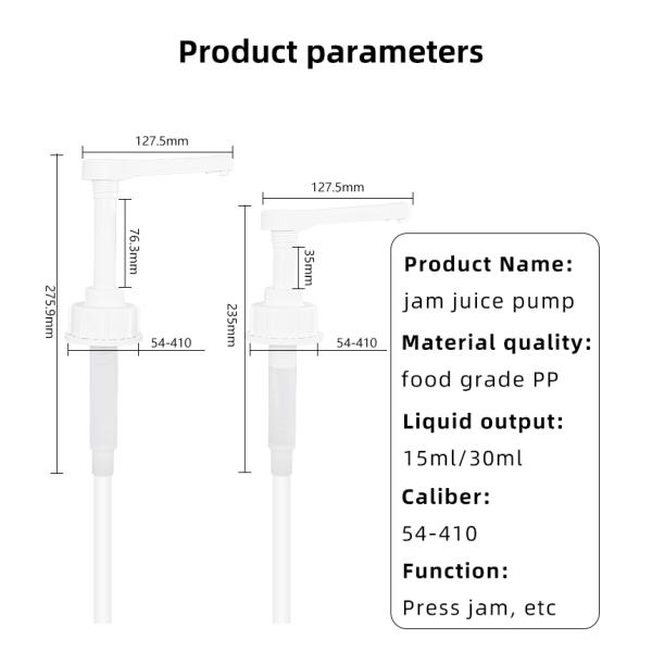 UKPACK'S 54-410 Plastic Sauce Pump 10ml 15ml 20ml 30ml Food Grade Dispenser Pump