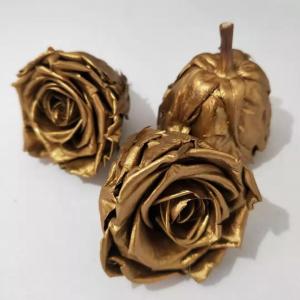China Ecuador Roses Diy Preserved Rose Head Gold Covered Roses  rose  gold rose on sale