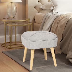 Square Footrest Modern Ottoman Stool Fabric Seat Soft Paded Dressing Shoe Bench