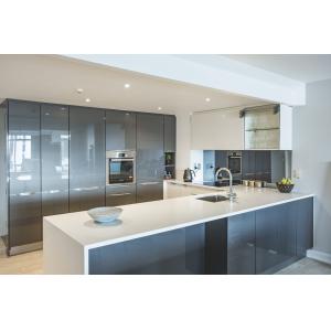 Modern European Style Kitchen Pantry Cabinet with Solid Wood and White Gloss