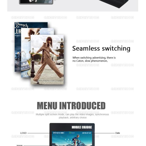Mobile Charging Station Advertising Totem 65 inch Horizontal Media Player Standee