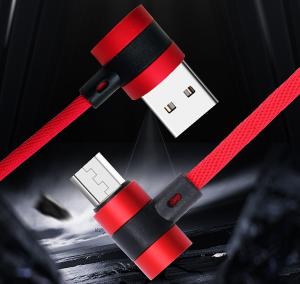 China Double Sided Plug Right Angle USB Data Cable Fabric Aluminum Alloy Usb 3.0 To Type C 90 Degree on sale