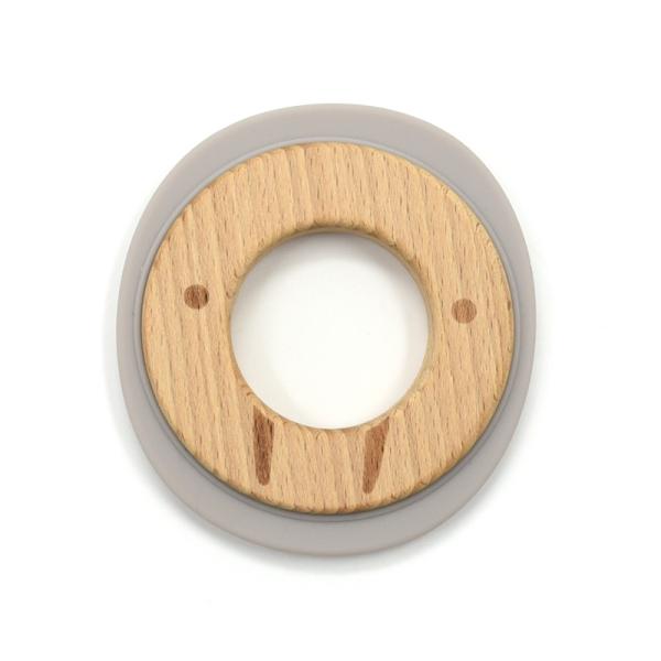Quality Grey Walrus Shaped Silicone Beech Wooden Teething Rings BPA Free wholesale
