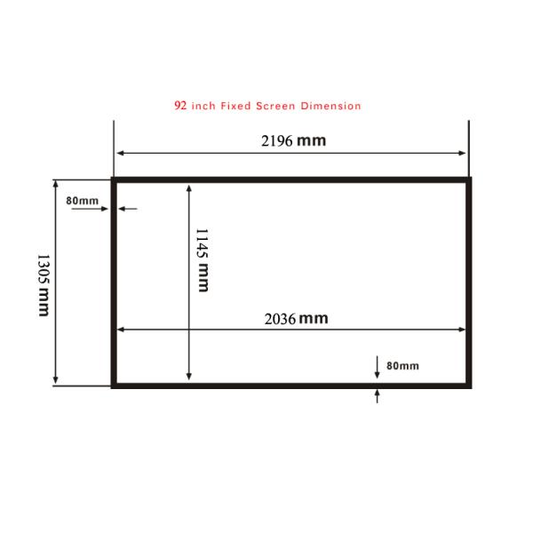 Durable 92Inch Fixed Frame Projection Screen With 80mm Black Velevt Aluminum Cinema Fabric
