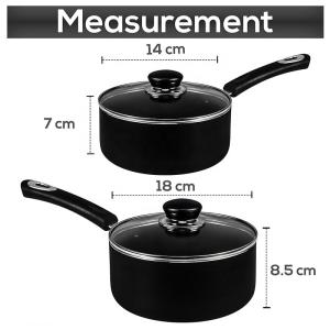 Good Quality Kitchen 4 PCS Black Cookware Pots Cooker Round Sauce Pan Circle