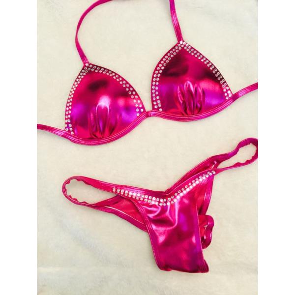 Stretchable Bikini Fitness Competition Suits Decorated With Spakle Rhiestones
