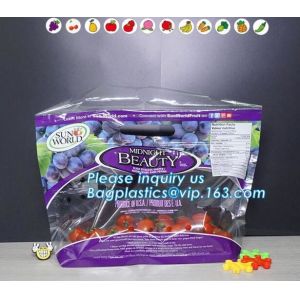 Perforated bag grape bag with air holes, fresh fruit stand up k bag for cherry,