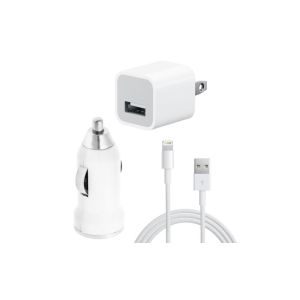 USB AC Wall Charger and Car Charger+Data Cable for Apple iPod Touch iPhone4 4S