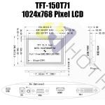 15.0 Inch Pcap Monitor HI LCD Screen 1024x768 IPS TFT LCD Display Module