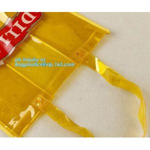 printed handle pvc bag pvc plastic bag, Stand up gift wine bottle packing