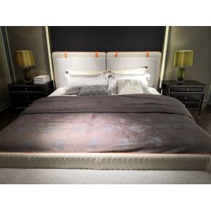 Villa home upholstered headboard king size bed in light luxury fabric with
