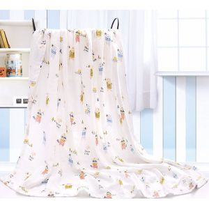 Combed Fiber Light Pink Blue Muslin Swaddle Fabric By The Yard 110GSM