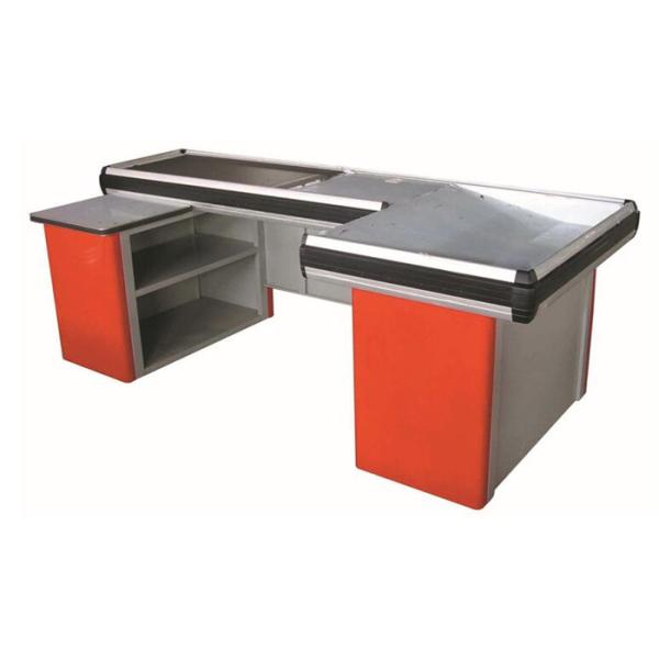 Grocery Store / Supermarket Conveyor Belt Checkout Counter With Cold Rolled