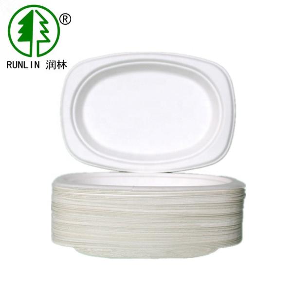 Quality Compostable Bagasse Fiber environmental protection unbleached oval dish wholesale