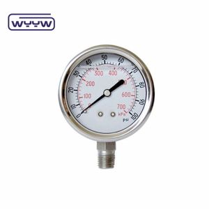 Back Glycerine Shock Resistant Hydraulic Jack Pressure Gauge Range Customized