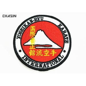 Karate Uniform Embroidered Badge Patches Heat Press Backing Round Shape