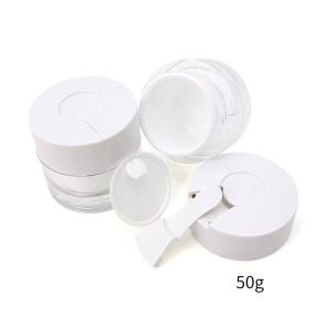 15/30/50g Clear Double-Wall Cosmetic Cream Jar with Built-in Hygienic Spoon for