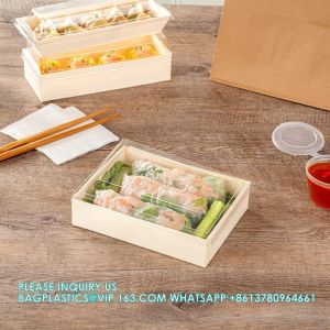 23 Oz Rectangle Short Straight Wooden Containers - Containers Sold Separately,