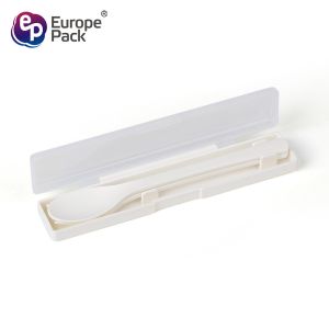 Plastic knife and fork set in box