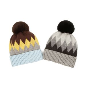 Winter Unisex Faux Fur Pom Pom Beanie Cute Multi Color SGS Approved