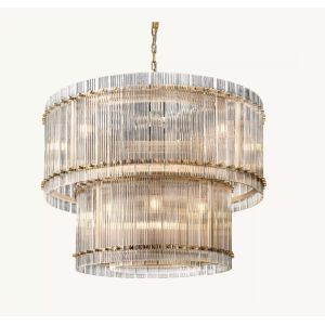 Cheap 40W Two Tier Pendant Light 37&quot; Glass Chandelier For Bedroom And Living Room for sale