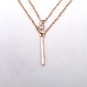 China Modern Design 925 Silver Necklace Double Chain With Rose Gold Plating on sale