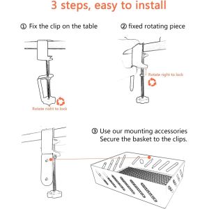 360 Degree Rotatable Clamp-on Under Desk Drawer Hidden Organizer for Easy