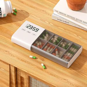 5-Alarm Pill Box Organizer With Clock Countdown Timer Light Up Take Medication