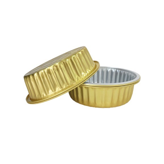 Quality Golden Aluminum Foil Trays with Lid Disposable Round BBQ Box Takeaway Lunch Container wholesale