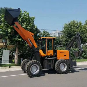 4 Wheel Articulated 2500kg Backhoe Loader Mini And Excavator