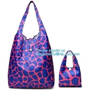 Custom good quality smart portable polyester reusable folding shopping bag，210T