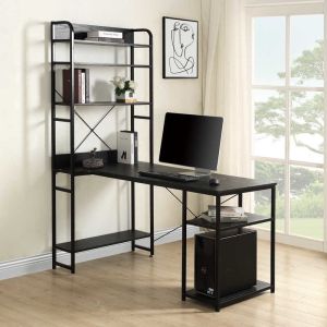 Cheap MDF Board 28.74&quot;H Computer Desk Study Table With Bookshelf Rack for sale