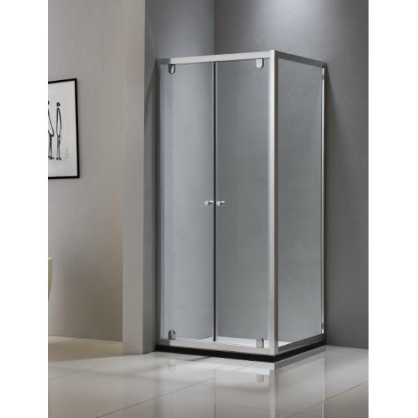 Quality Square chrome silver aluminium shower enclosure 800*800 with two pivot doors and one fixed panel wholesale
