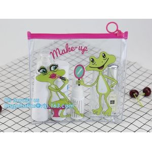 plastic bag with zip lock for cosmetic, slide lock poly bag, standing up zip