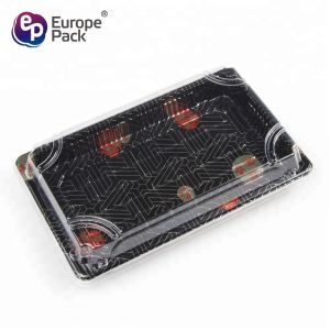 Best selling one time ps plastic square plate sushi tray with lid