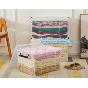 10L Clear Household Reusable Stack Plastic Storage Boxes, Transparent Household