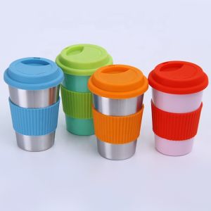 China 8oz 12oz 16oz Stackable Coffee Stainless Steel Thermos Cup With Silicone Lid on sale